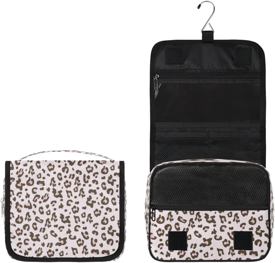 Leopard Print Hanging Toiletry Bag Waterproof Makeup Cosmetic Bag Travel Bag Organizer for Accessories Shampoo Full Sized Container Travel-Essentials Toiletry Bag