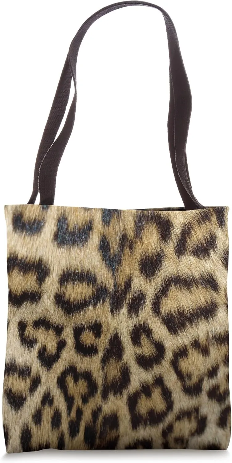 Leopard Print Pattern Black and Tan Tote Bag