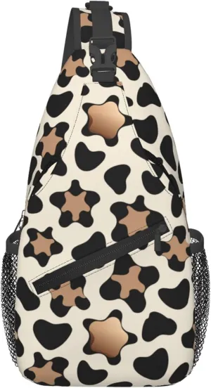 Leopard Print Sling Backpack Crossbody Bag, Chest Bag Daypack for Outdoors Hiking Traveling