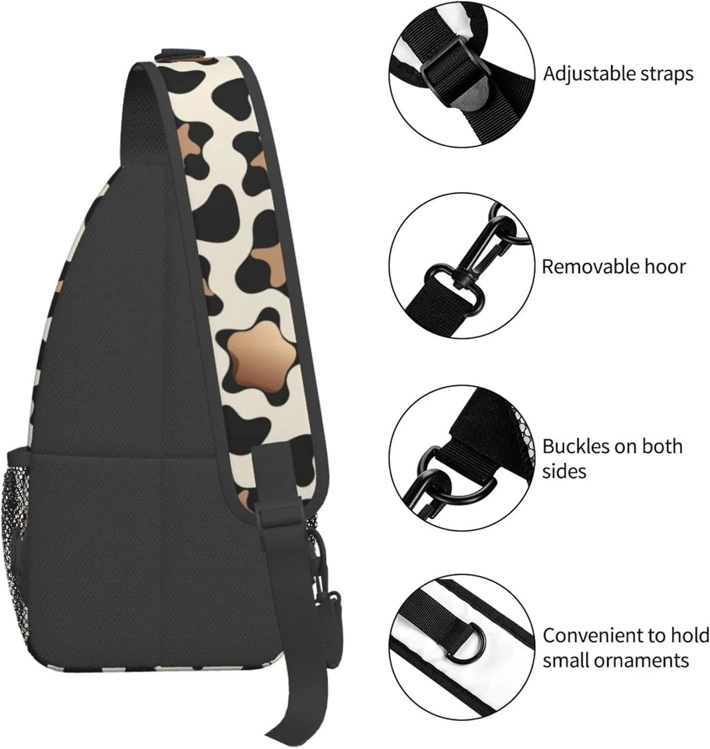 Leopard Print Sling Backpack Crossbody Bag, Chest Bag Daypack for Outdoors Hiking Traveling