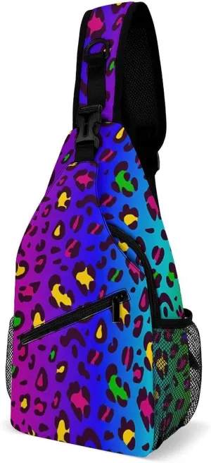 Leopard Print Sling Bag Mens Women Crossbody Backpack Chest Daypack Casual Backpack Travel Bag Running Daypack Leisure Backpacks