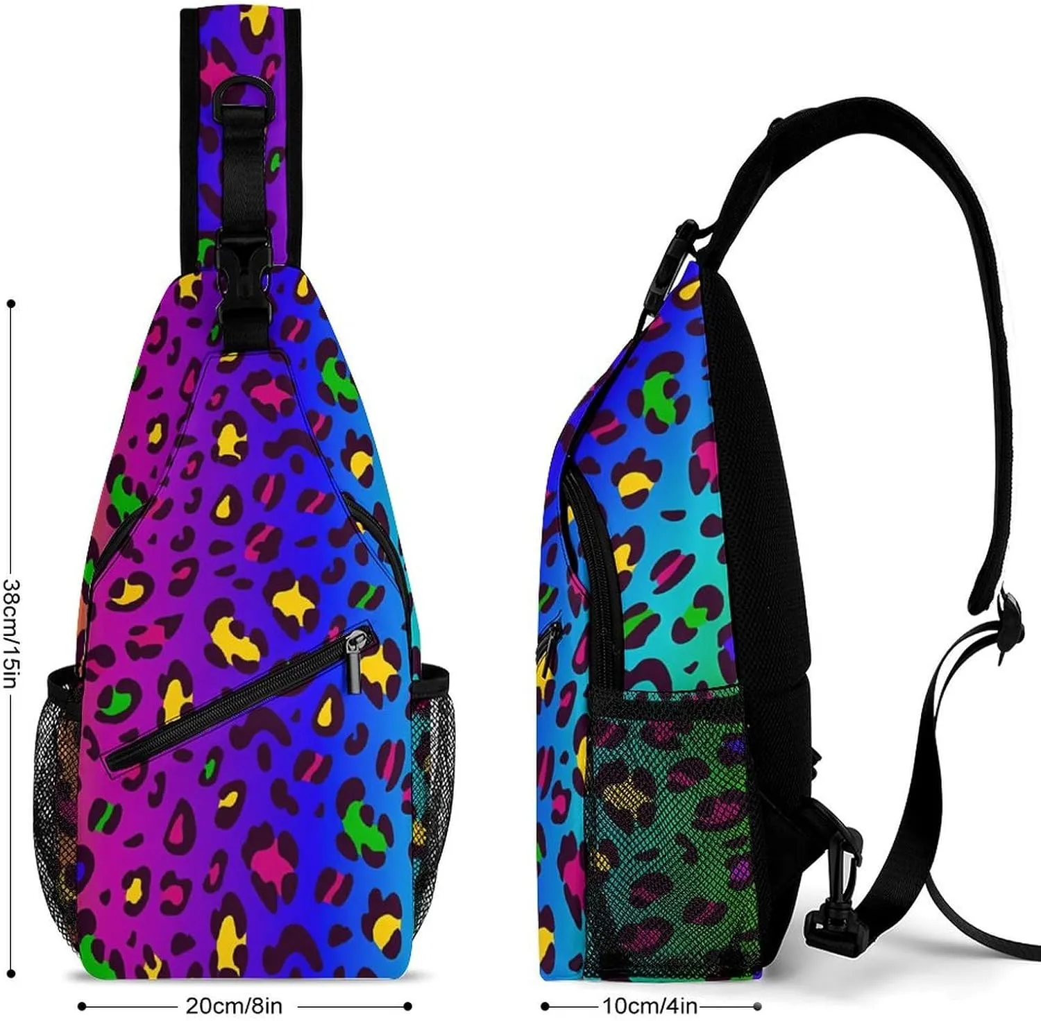 Leopard Print Sling Bag Mens Women Crossbody Backpack Chest Daypack Casual Backpack Travel Bag Running Daypack Leisure Backpacks