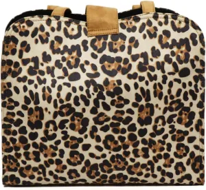 Leopard Print Tote Bag with Tan Handles, Fashion Shoulder Handbag, Animal Pattern