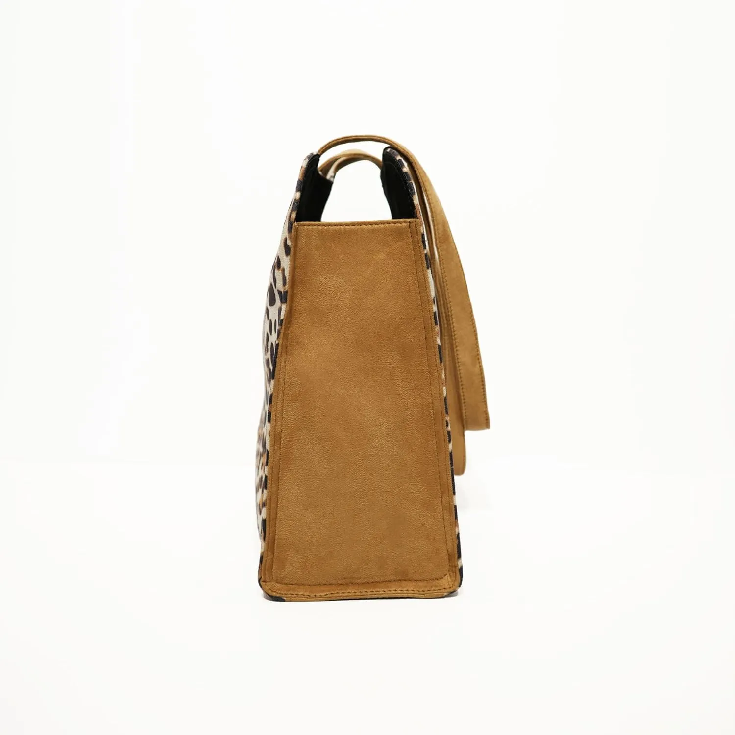 Leopard Print Tote Bag with Tan Handles, Fashion Shoulder Handbag, Animal Pattern