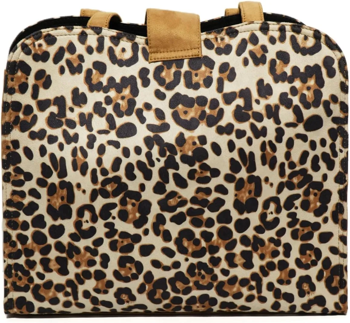 Leopard Print Tote Bag with Tan Handles, Fashion Shoulder Handbag, Animal Pattern