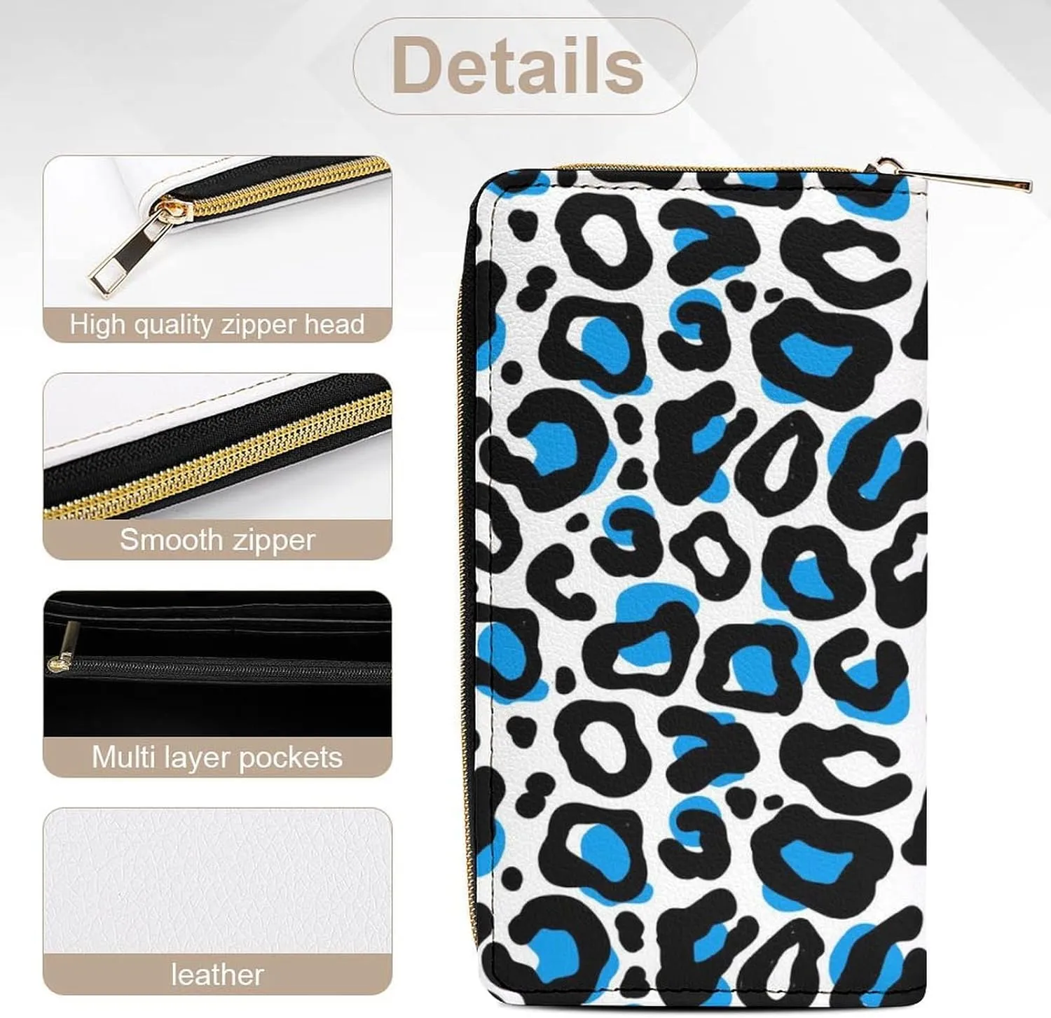 Leopard Women's Leather Small Wallet Clutch Wallet - Lightweight And Easy to Carry, 19.7x10.5cm, style-1-5