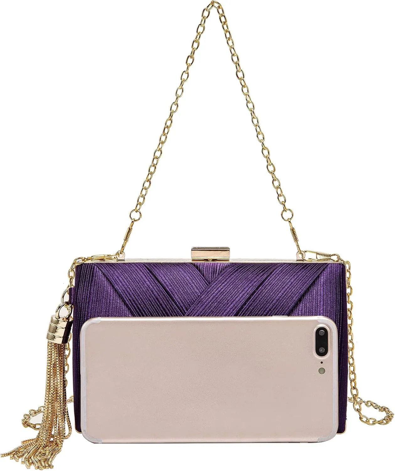 LETODE Women's Elegant Tassel Pendant Silk Evening Bag Clutch Purse for Bride Wedding Prom Night Out Party
