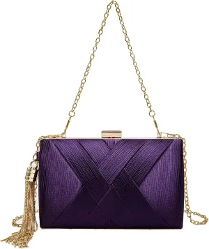 LETODE Women's Elegant Tassel Pendant Silk Evening Bag Clutch Purse for Bride Wedding Prom Night Out Party