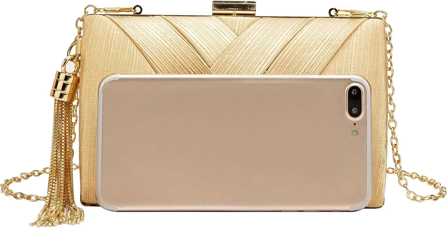 LETODE Women's Elegant Tassel Pendant Silk Evening Bag Clutch Purse for Bride Wedding Prom Night Out Party