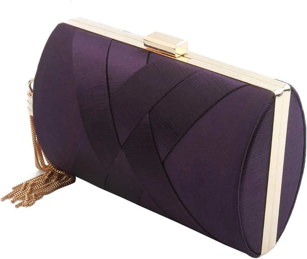 LETODE Women's Elegant Tassel Pendant Silk Evening Bag Clutch Purse for Bride Wedding Prom Night Out Party