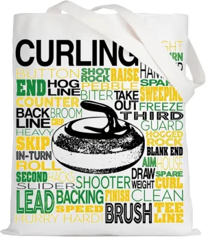 LEVLO Curling Player Canvas Tote Bag Curling Gift Curler Shoulder Bag For Curling Lover