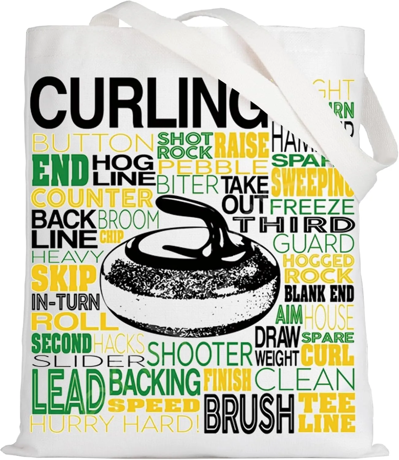 LEVLO Curling Player Canvas Tote Bag Curling Gift Curler Shoulder Bag For Curling Lover
