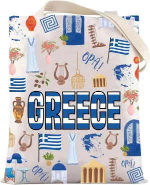 LEVLO Greece Flag Tote Bag Hellenic Republic Gift Europe Greece Trip Shoulder Bag Europe Greece Travel Merchandise