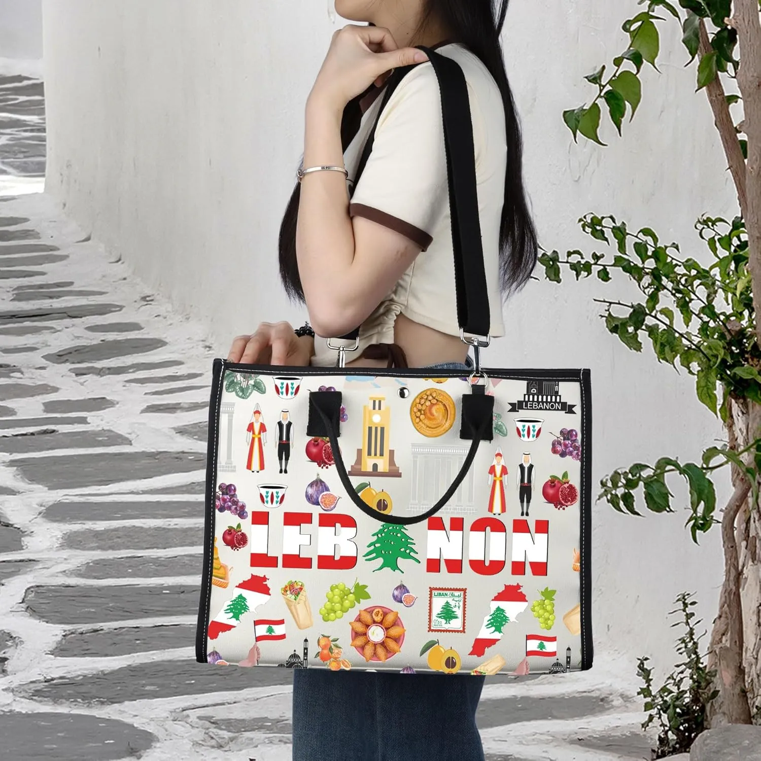 LEVLO Lebanon Tote Bag Lebanon Travel Souvenir Gift The Republic of Lebanon Trip Shoulder Bag Lebanon Vacation Merchandise