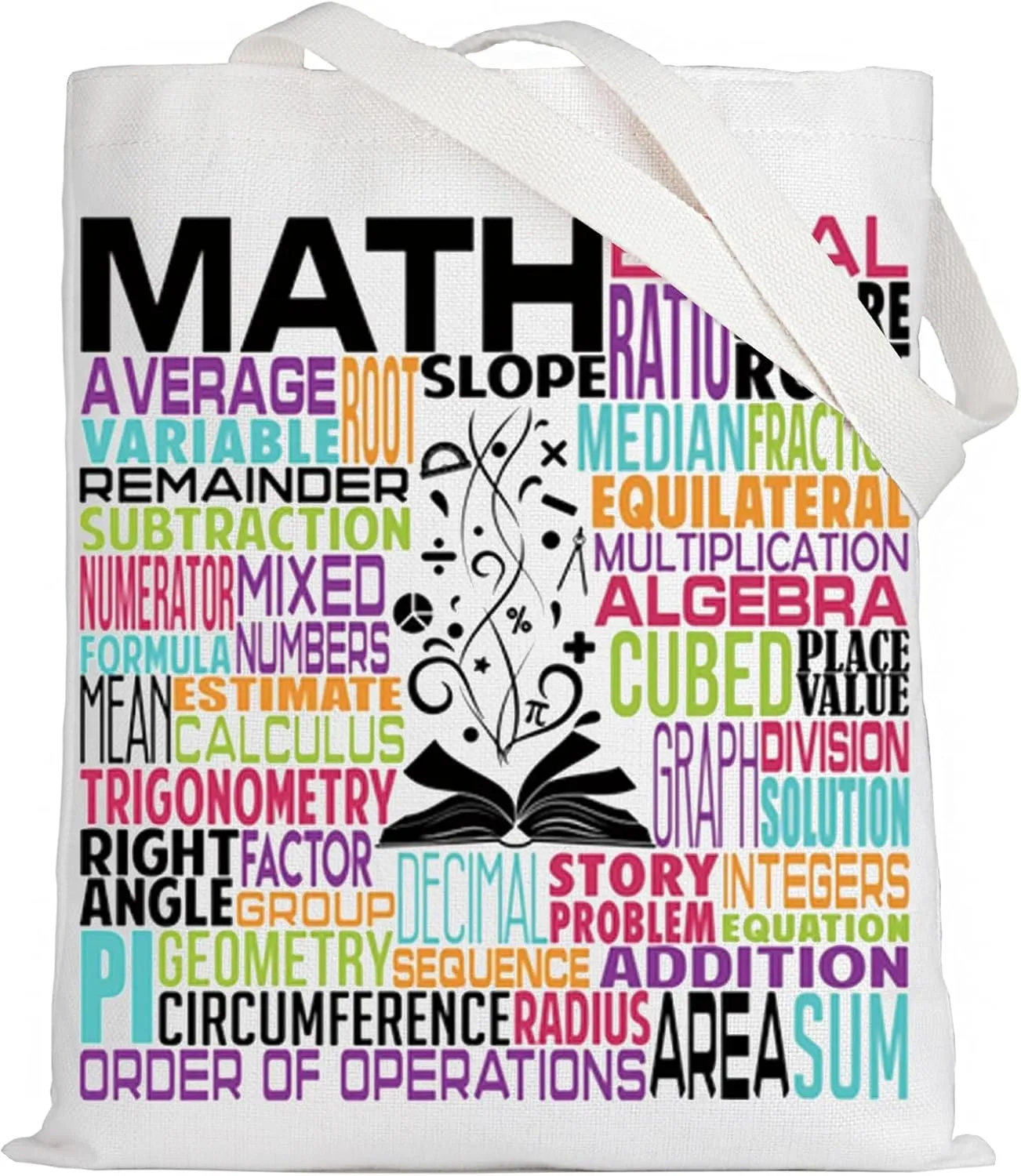 LEVLO Math Canvas Tote Bag Gift For Math Teacher Shoulder Bag Math Merchandise