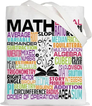 LEVLO Math Canvas Tote Bag Gift For Math Teacher Shoulder Bag Math Merchandise