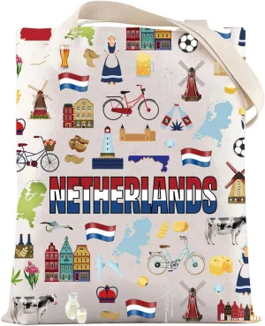 LEVLO Netherlands Tote Bag Holland Dutch Gift Republic of Netherlands Trip Shoulder Bag Amsterdam Merch