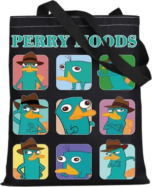 LEVLO Perry The Platypus Tote Bag OWCA Agent P Fans Gift Perry Moods Shoulder Bag Cartoon Platypus Merchandise