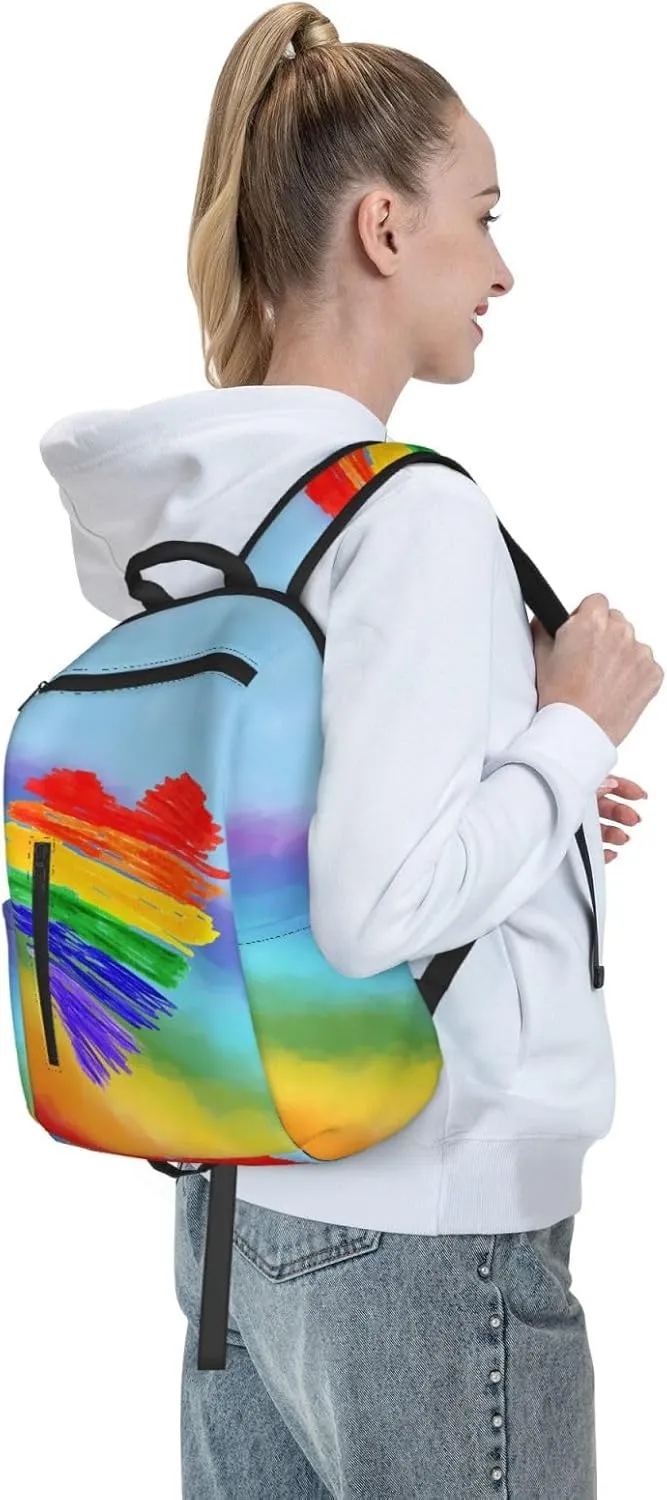 LGBT Rainbow Gay Pride Graffiti Heart Travel Laptop Backpack Casual Backpacks Double Shoulder Daypack Notebook Rucksack Work Bags Sports Bag for Gym Hiking Camping Beach