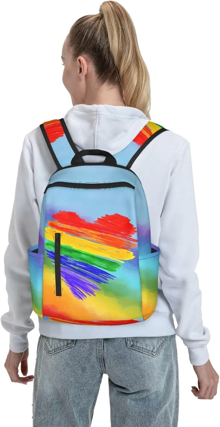 LGBT Rainbow Gay Pride Graffiti Heart Travel Laptop Backpack Casual Backpacks Double Shoulder Daypack Notebook Rucksack Work Bags Sports Bag for Gym Hiking Camping Beach