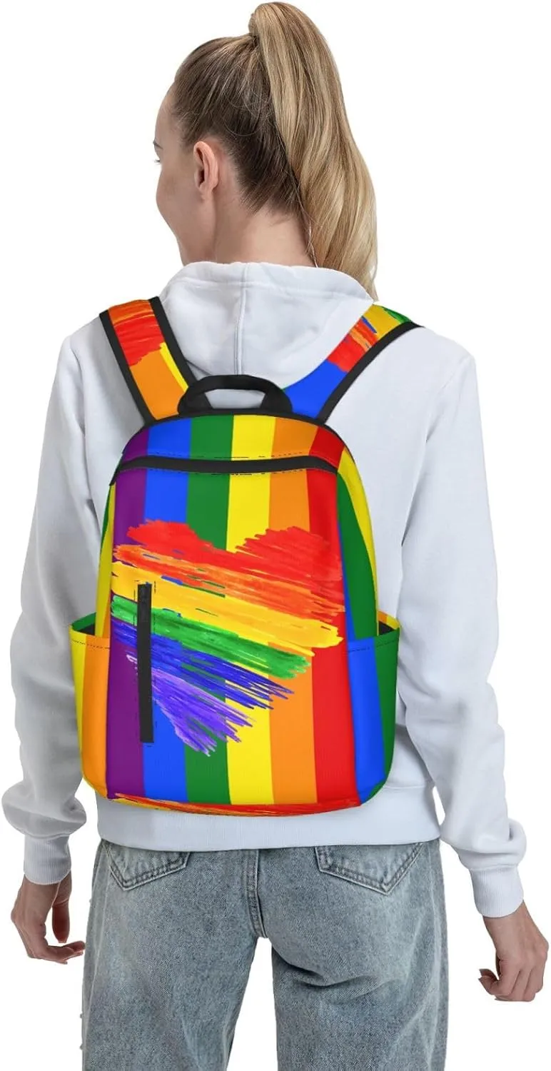 LGBT Rainbow Gay Pride Graffiti Heart Travel Laptop Backpack Casual Backpacks Double Shoulder Daypack Notebook Rucksack Work Bags Sports Bag for Hiking Camping Beach