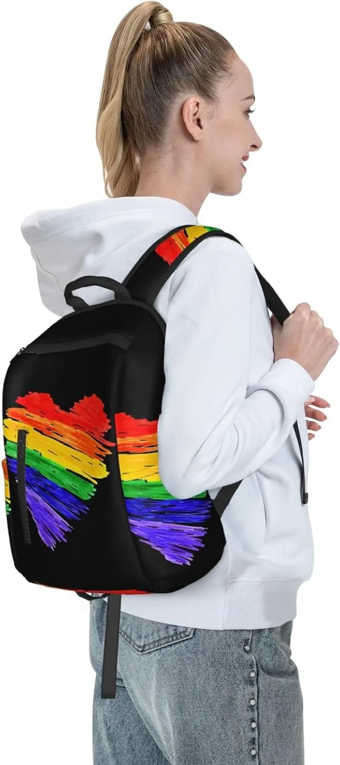 LGBT Rainbow Gay Pride Graffiti Heart Travel Laptop Backpack Casual Backpacks Double Shoulder Daypack Notebook Rucksack Work Bags Sports Bag for Hiking Camping Beach