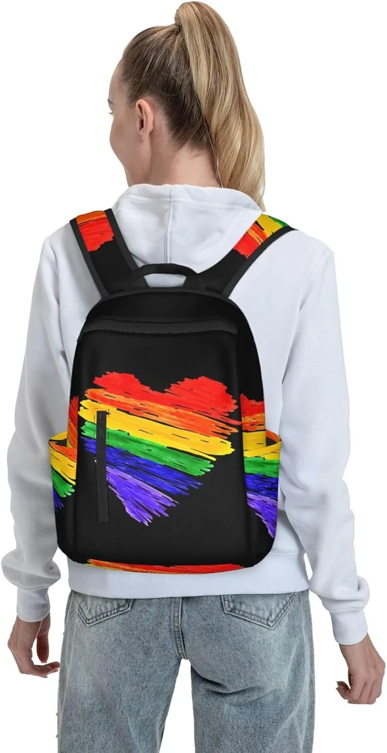LGBT Rainbow Gay Pride Graffiti Heart Travel Laptop Backpack Casual Backpacks Double Shoulder Daypack Notebook Rucksack Work Bags Sports Bag for Hiking Camping Beach