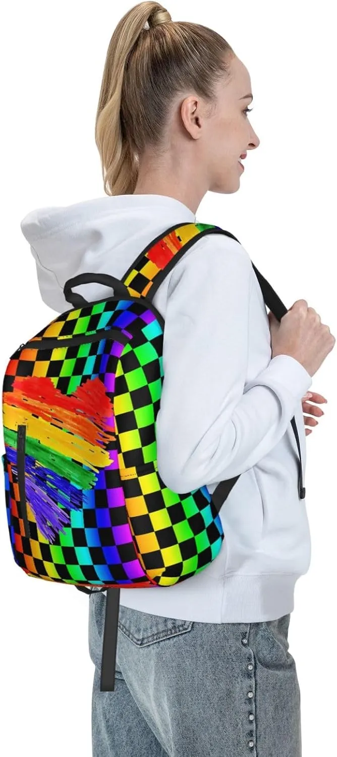 LGBT Rainbow Gay Pride Graffiti Heart Travel Laptop Backpack Casual Backpacks Double Shoulder Daypack Notebook Rucksack Work Bags Sports Bag for Hiking Camping Beach
