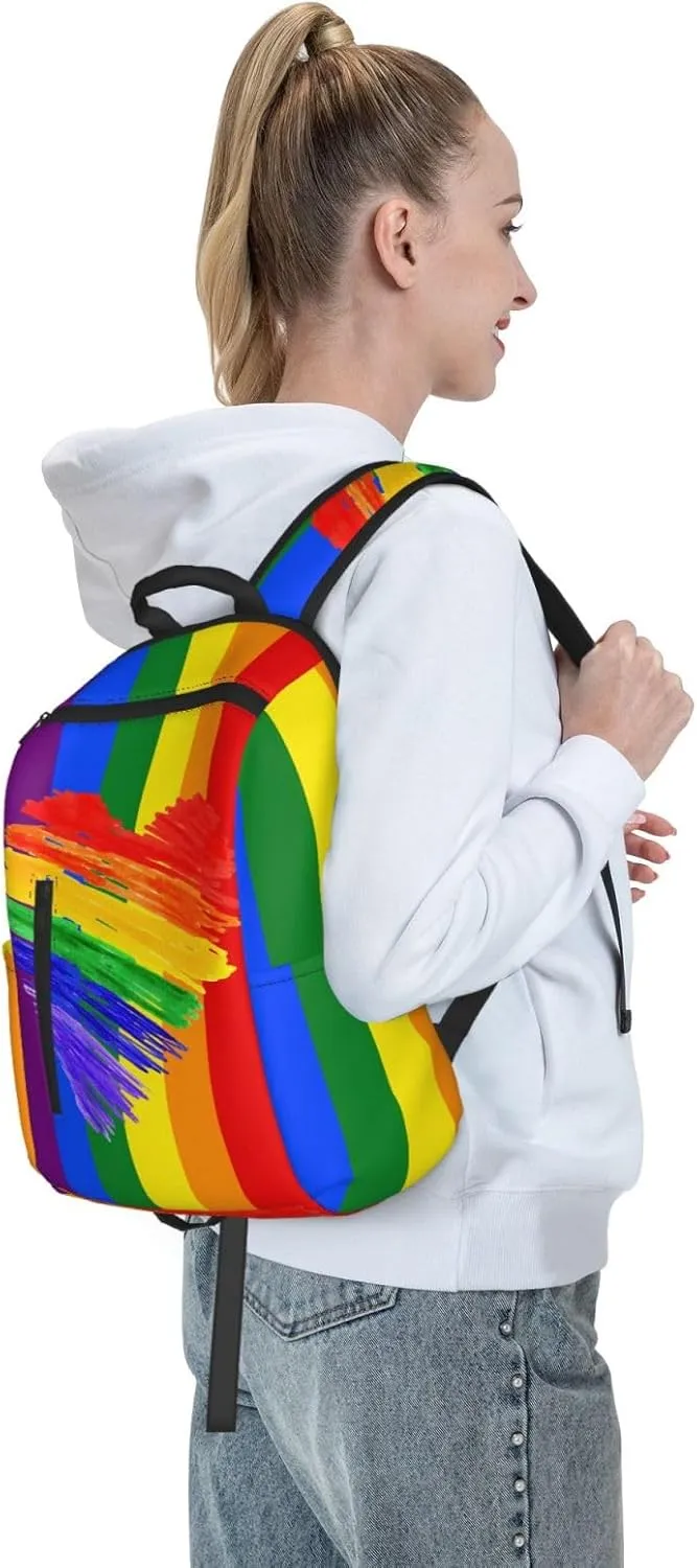 LGBT Rainbow Gay Pride Graffiti Heart Travel Laptop Backpack Casual Backpacks Double Shoulder Daypack Notebook Rucksack Work Bags Sports Bag for Hiking Camping Beach
