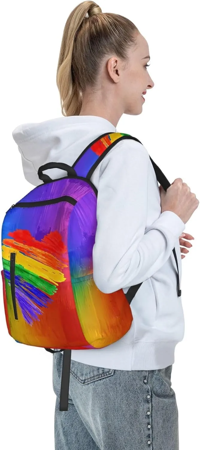 LGBT Rainbow Gay Pride Graffiti Heart Travel Laptop Backpack Casual Backpacks Double Shoulder Daypack Notebook Rucksack Work Bags Sports Bag for Hiking Camping Beach