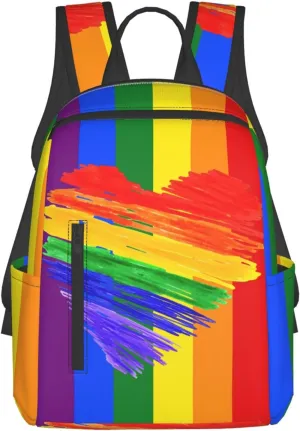 LGBT Rainbow Gay Pride Graffiti Heart Travel Laptop Backpack Casual Backpacks Double Shoulder Daypack Notebook Rucksack Work Bags Sports Bag for Hiking Camping Beach