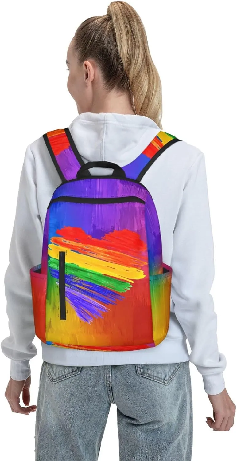 LGBT Rainbow Gay Pride Graffiti Heart Travel Laptop Backpack Casual Backpacks Double Shoulder Daypack Notebook Rucksack Work Bags Sports Bag for Hiking Camping Beach