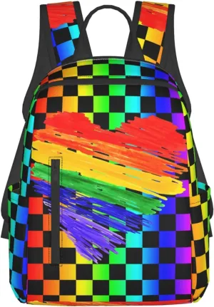 LGBT Rainbow Gay Pride Graffiti Heart Travel Laptop Backpack Casual Backpacks Double Shoulder Daypack Notebook Rucksack Work Bags Sports Bag for Hiking Camping Beach