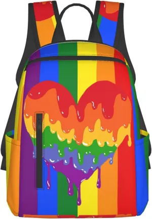 LGBT Rainbow Gay Pride Graffiti Love Heart Travel Laptop Backpack Casual Backpacks Double Shoulder Daypack Notebook Rucksack Work Bags Sports Bag for Hiking Camping Beach