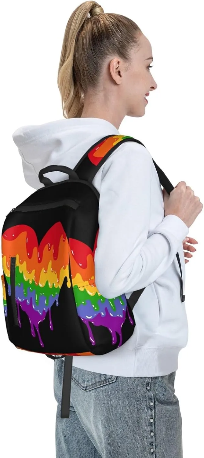 LGBT Rainbow Gay Pride Graffiti Love Heart Travel Laptop Backpack Casual Backpacks Double Shoulder Daypack Notebook Rucksack Work Bags Sports Bag for Hiking Camping Beach