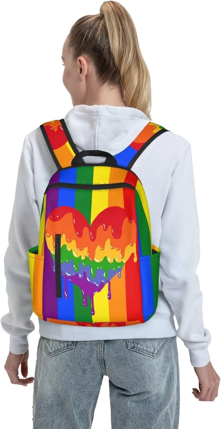 LGBT Rainbow Gay Pride Graffiti Love Heart Travel Laptop Backpack Casual Backpacks Double Shoulder Daypack Notebook Rucksack Work Bags Sports Bag for Hiking Camping Beach