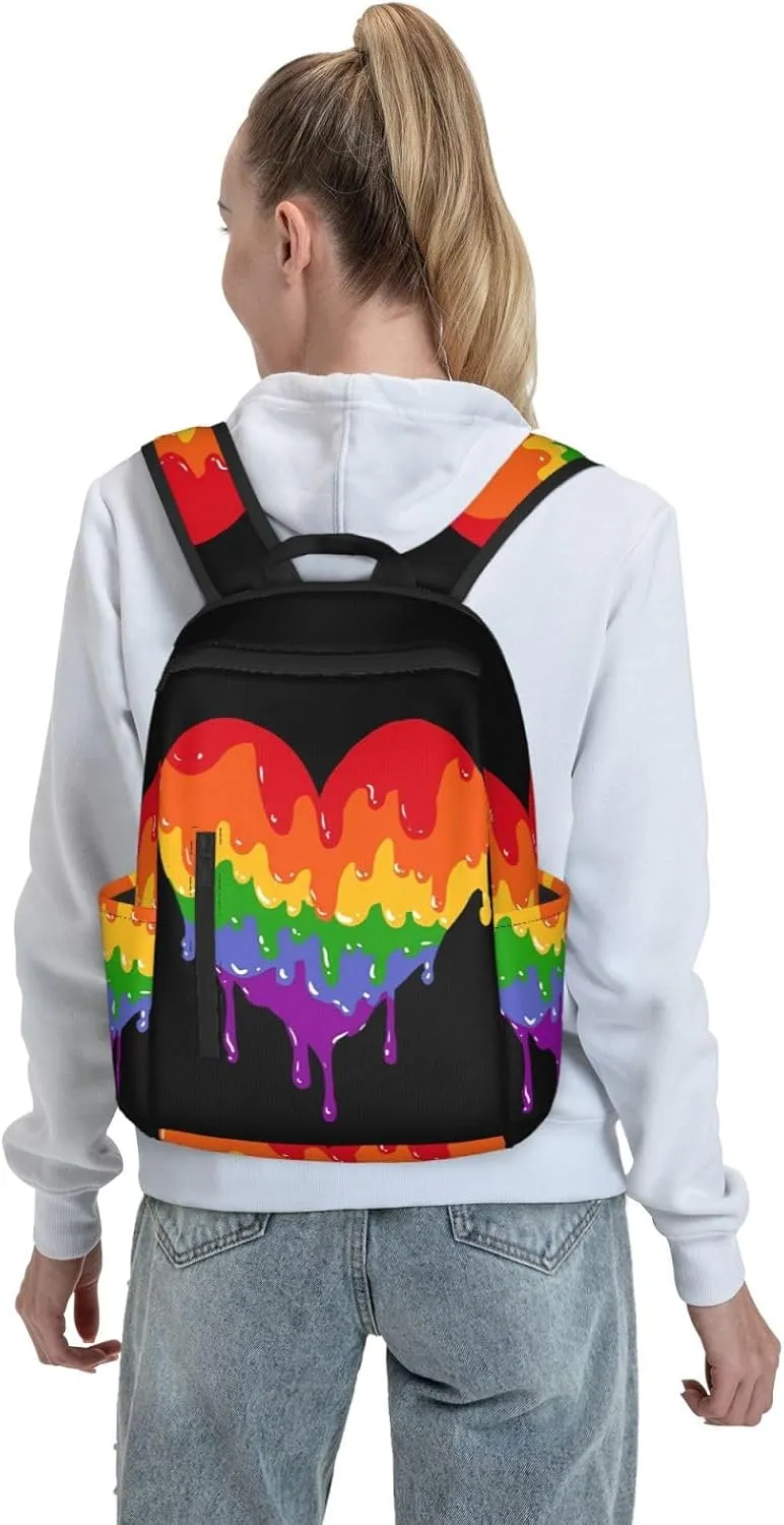 LGBT Rainbow Gay Pride Graffiti Love Heart Travel Laptop Backpack Casual Backpacks Double Shoulder Daypack Notebook Rucksack Work Bags Sports Bag for Hiking Camping Beach