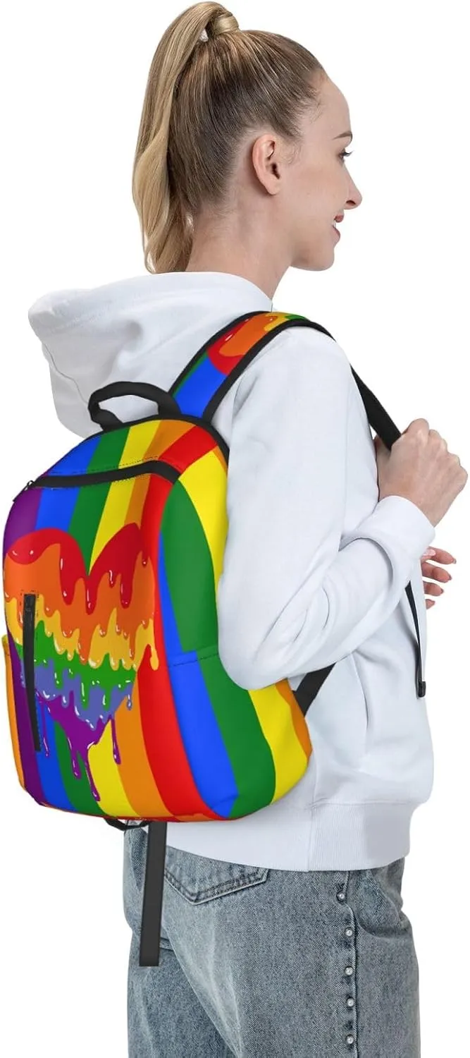 LGBT Rainbow Gay Pride Graffiti Love Heart Travel Laptop Backpack Casual Backpacks Double Shoulder Daypack Notebook Rucksack Work Bags Sports Bag for Hiking Camping Beach