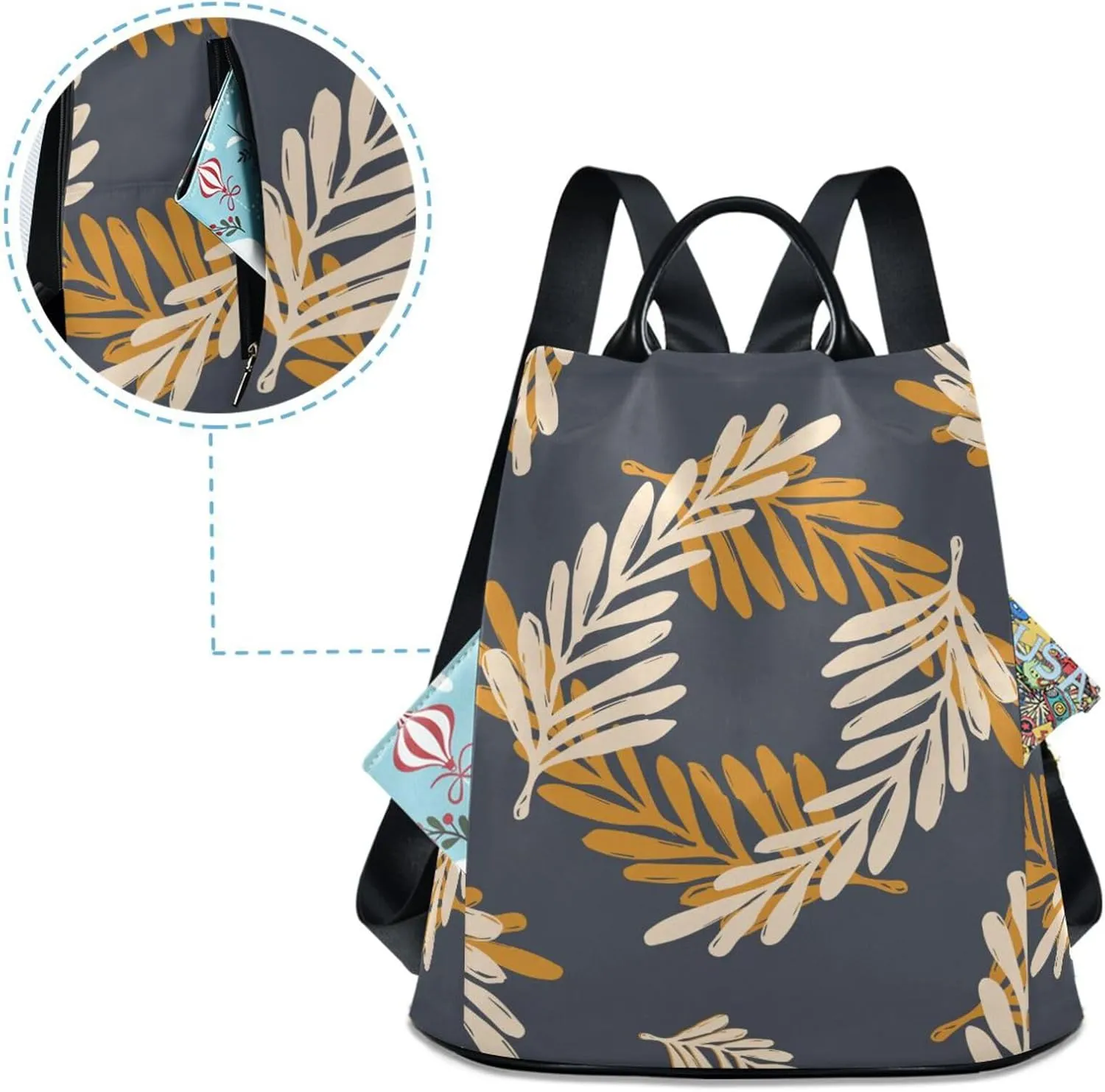 Lightweight Women Backpack Purse Shoulder Bag Casual Daypack Anti-theft Zipper With Pockets 13.4 X 5.9 X 15in Pattern 4