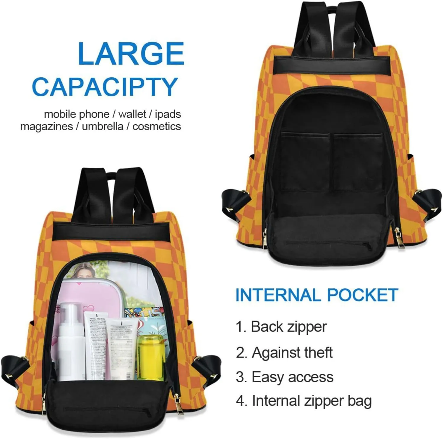 Lightweight Women Backpack Purse Shoulder Bag Casual Daypack Anti-theft Zipper With Pockets Pattern 10