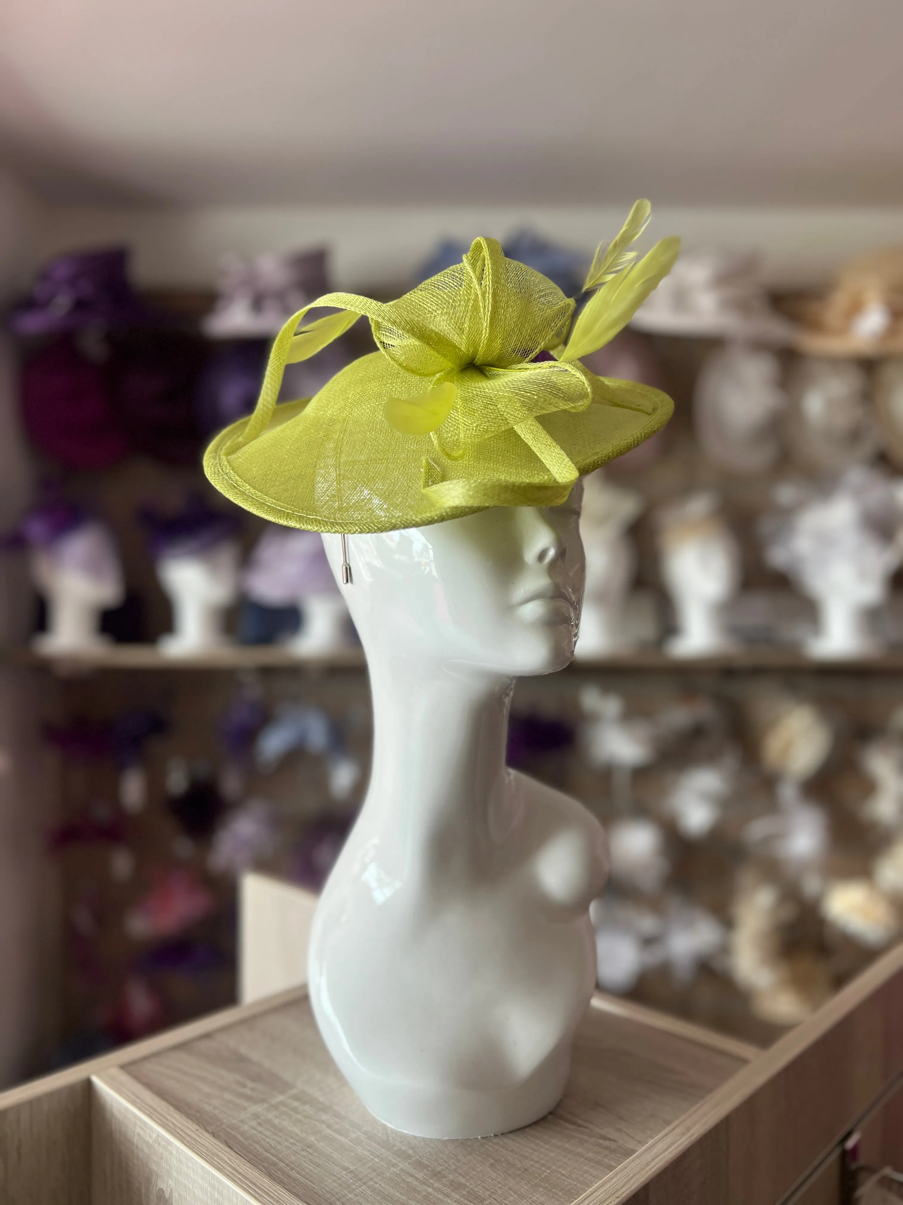 Lime Teardrop Disc Fascinator