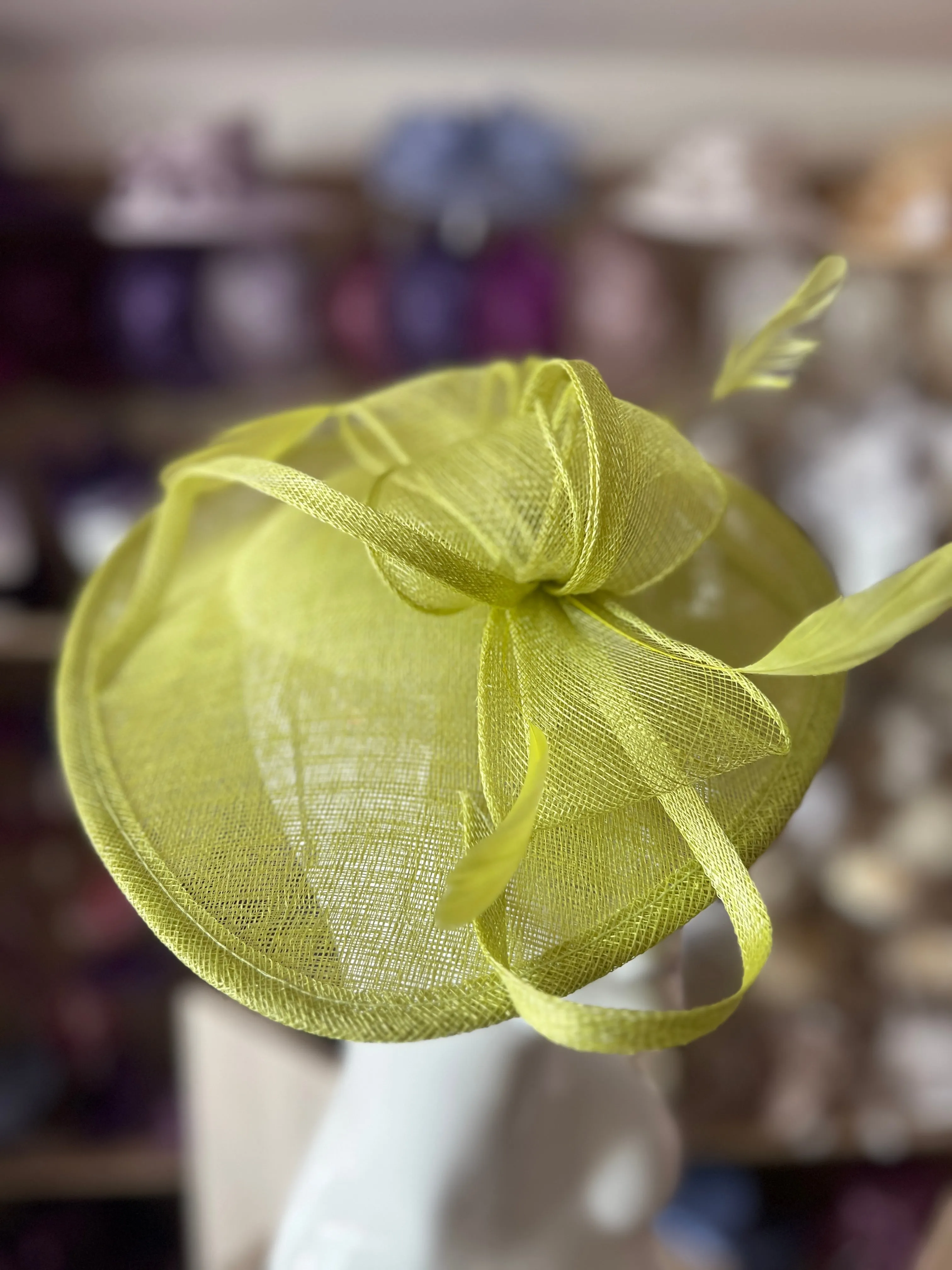 Lime Teardrop Disc Fascinator