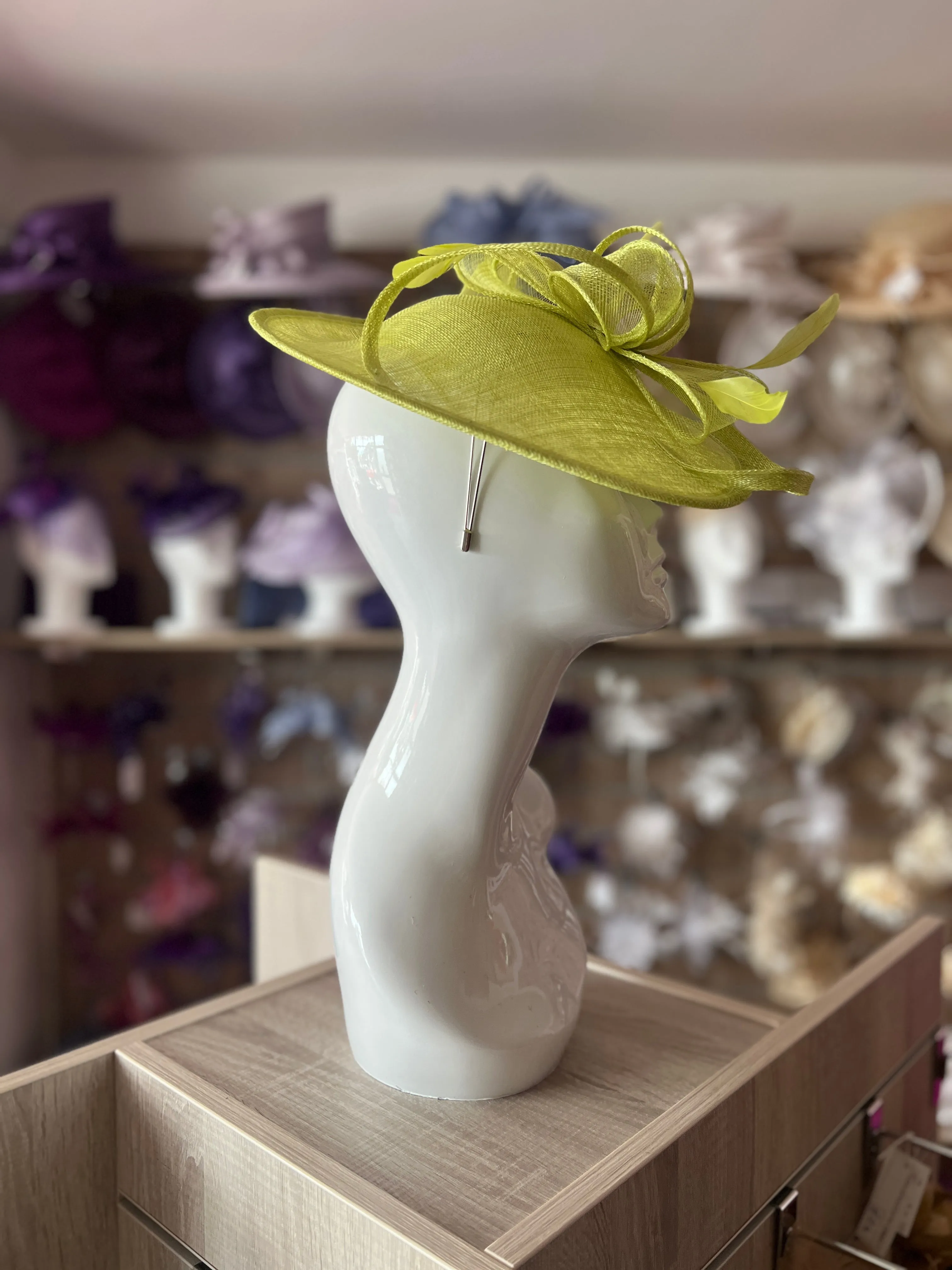 Lime Teardrop Disc Fascinator