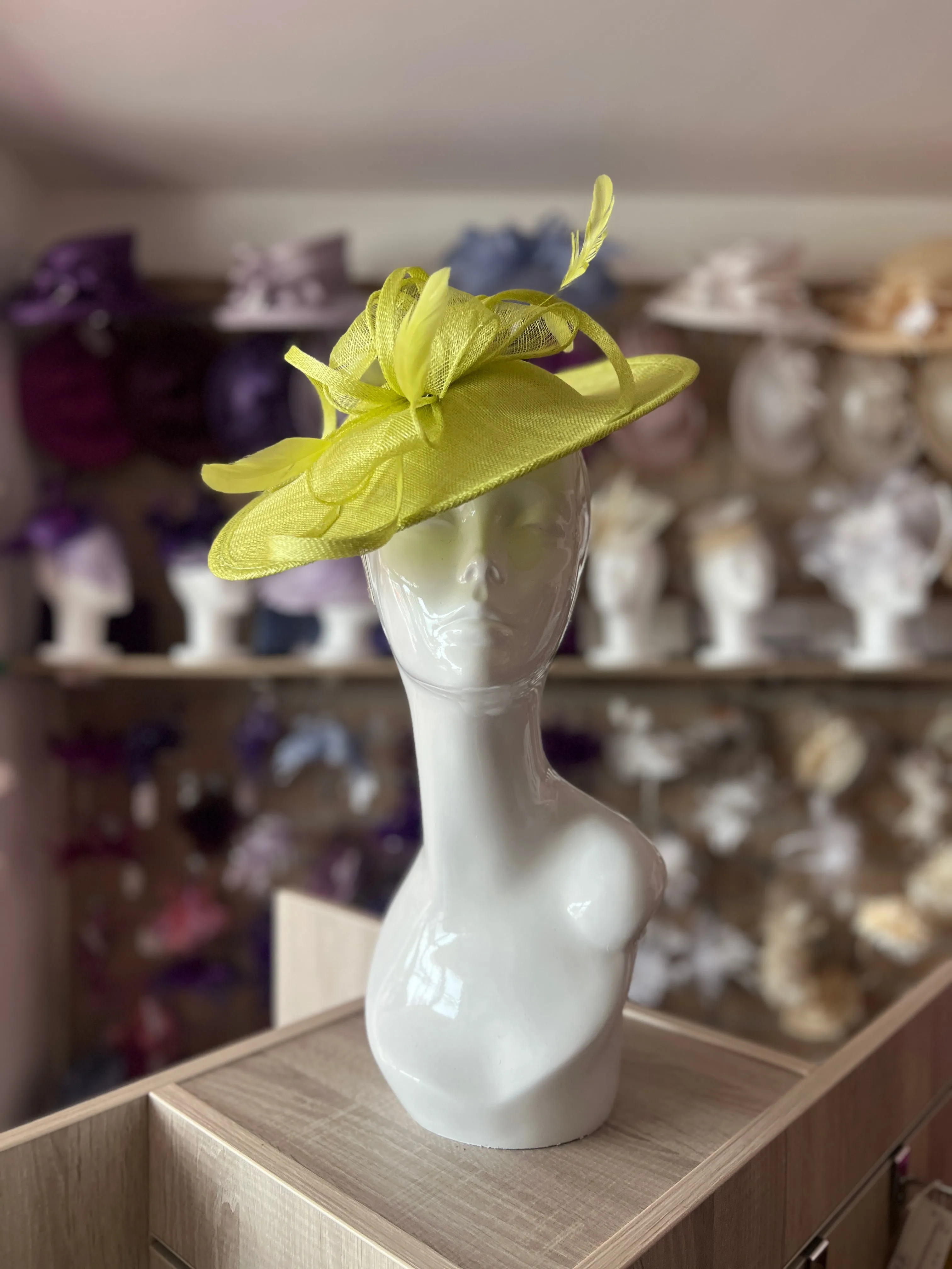 Lime Teardrop Disc Fascinator