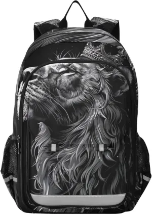 Lion Crown Print Backpack for Boys Middle-School Elementary Bookbags 20325332