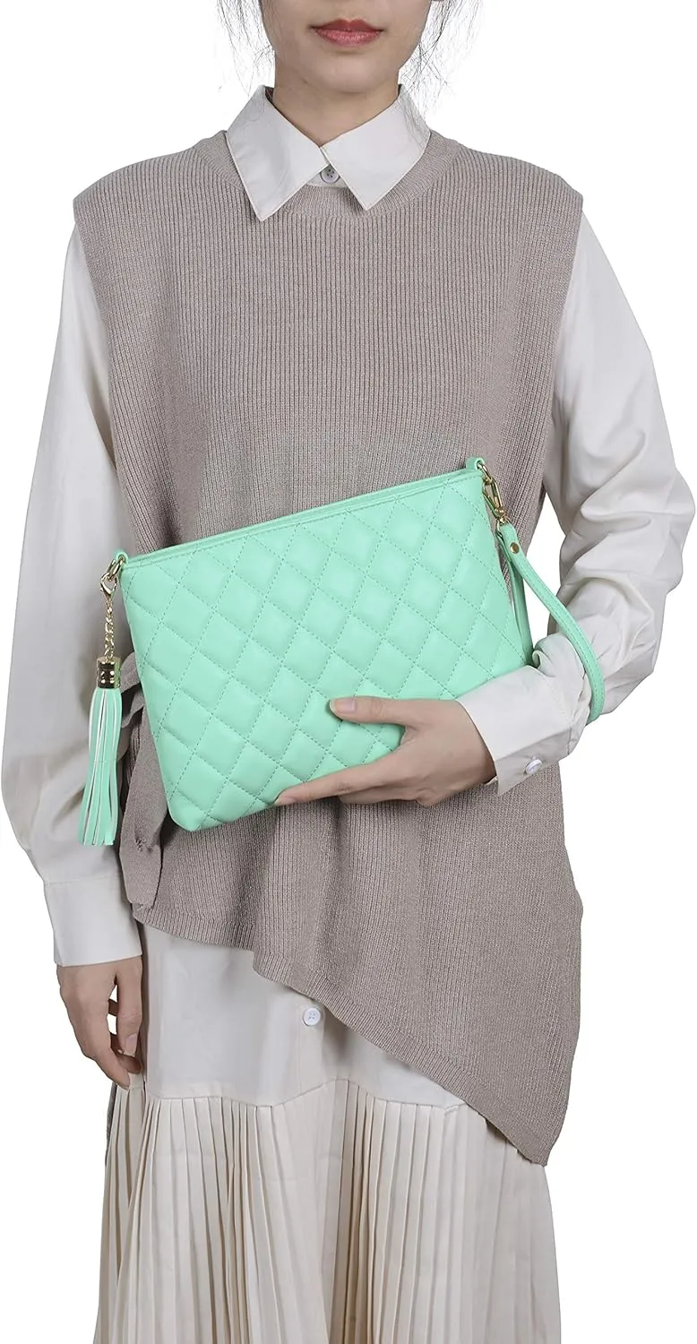 lola mae Women's Wristlet Handbags Simple Quilted Small Clutch Crossbody Bag