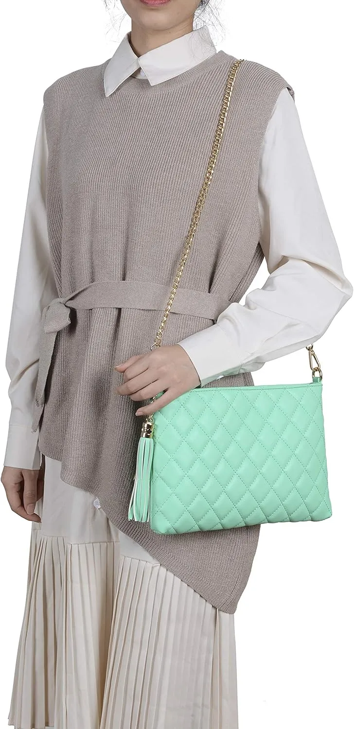 lola mae Women's Wristlet Handbags Simple Quilted Small Clutch Crossbody Bag
