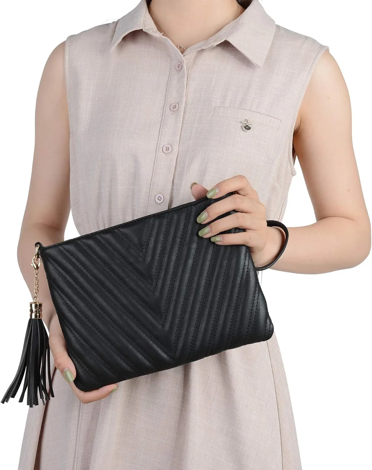 lola mae Women's Wristlet Handbags Simple Quilted Small Clutch Crossbody Bag