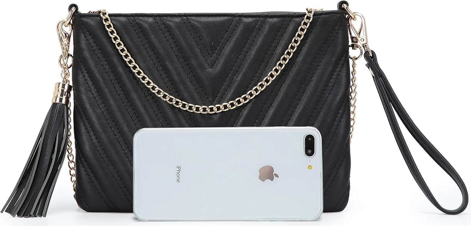lola mae Women's Wristlet Handbags Simple Quilted Small Clutch Crossbody Bag
