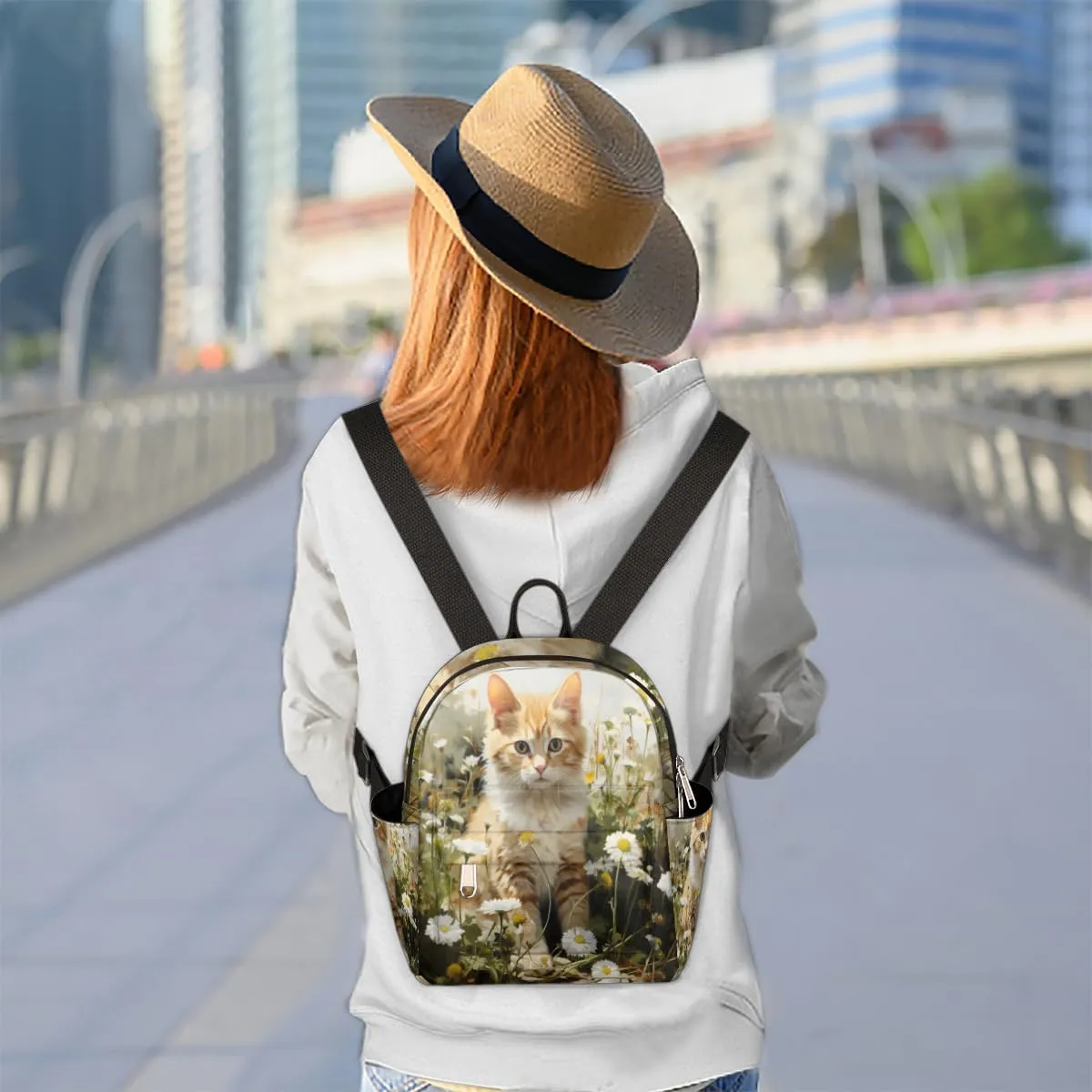 Lovely Cat Print Mini Backpack Purse for Women Lightweight Shoulder Bag Women Shopping Backpack Small Backpacks Purse